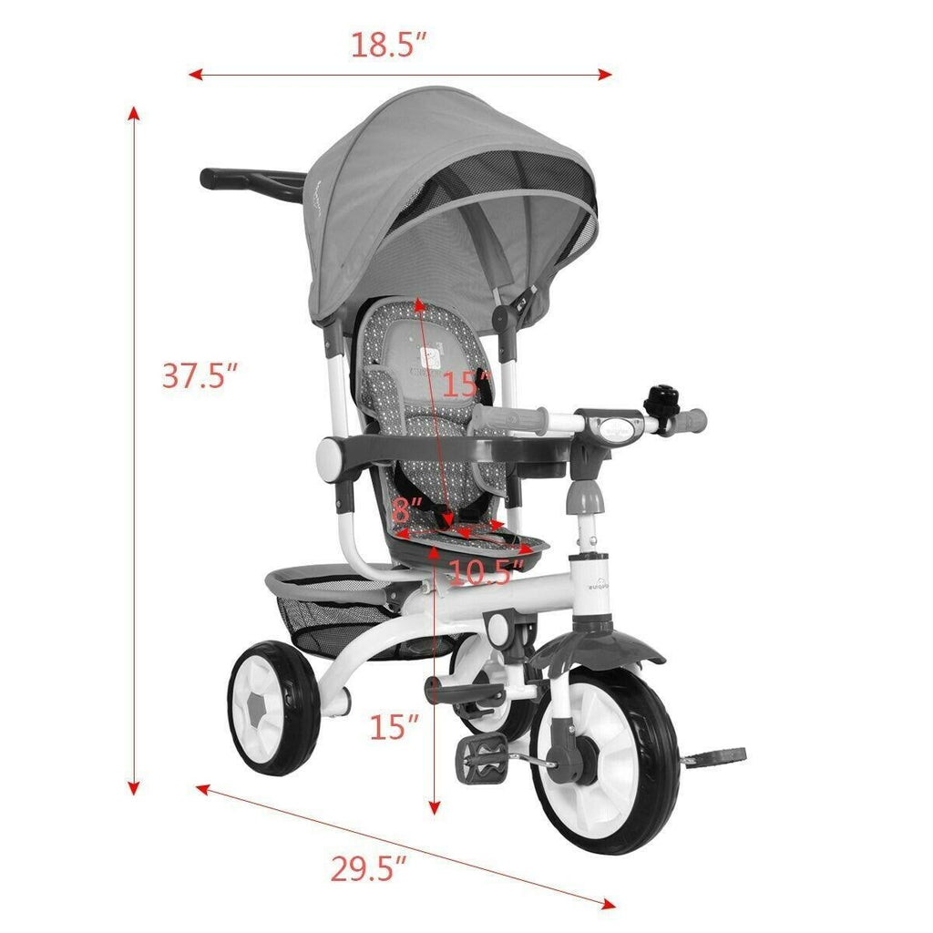 4-in-1 Detachable Baby Stroller Tricycle with Canopy N95827