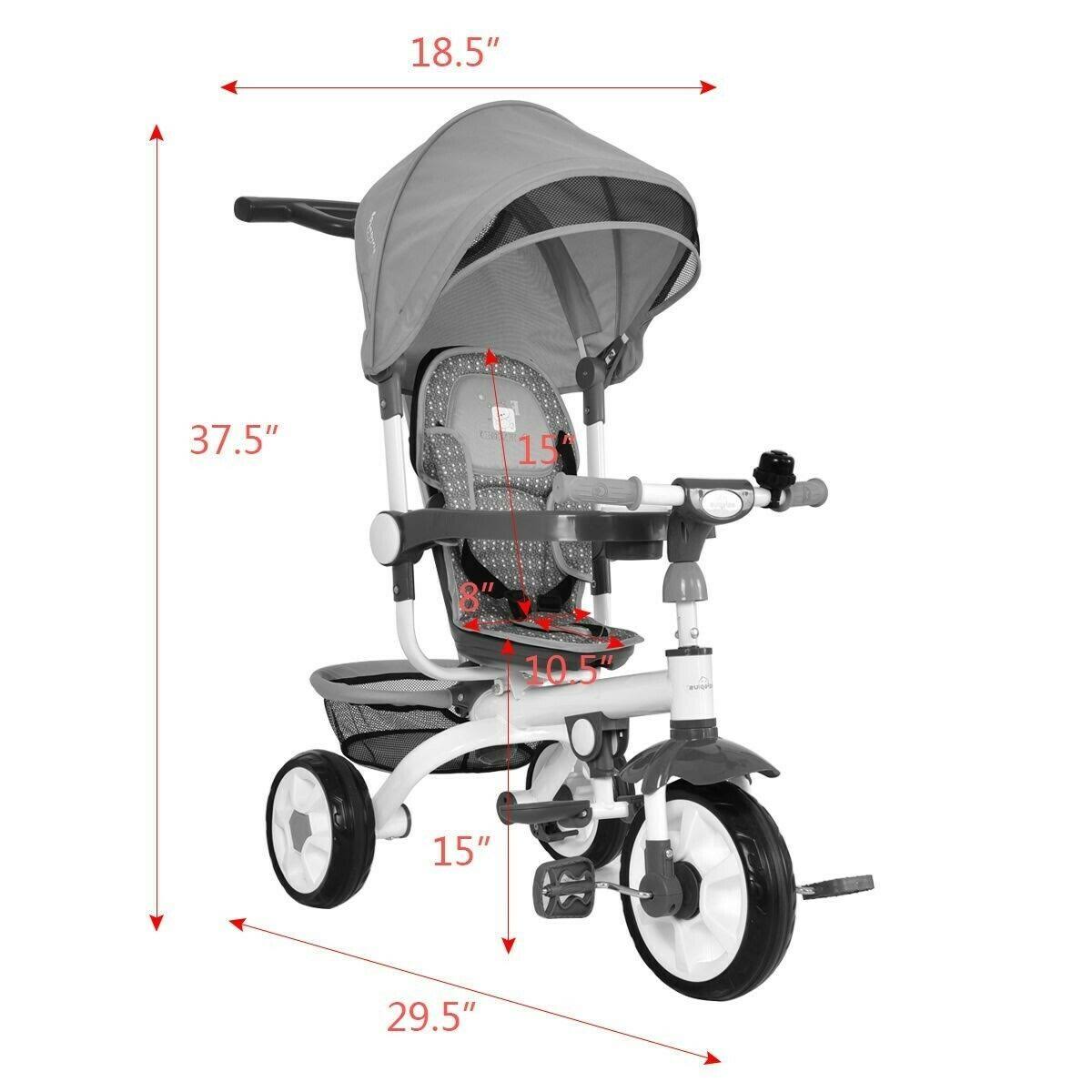4-in-1 Detachable Baby Stroller Tricycle with Canopy N95827
