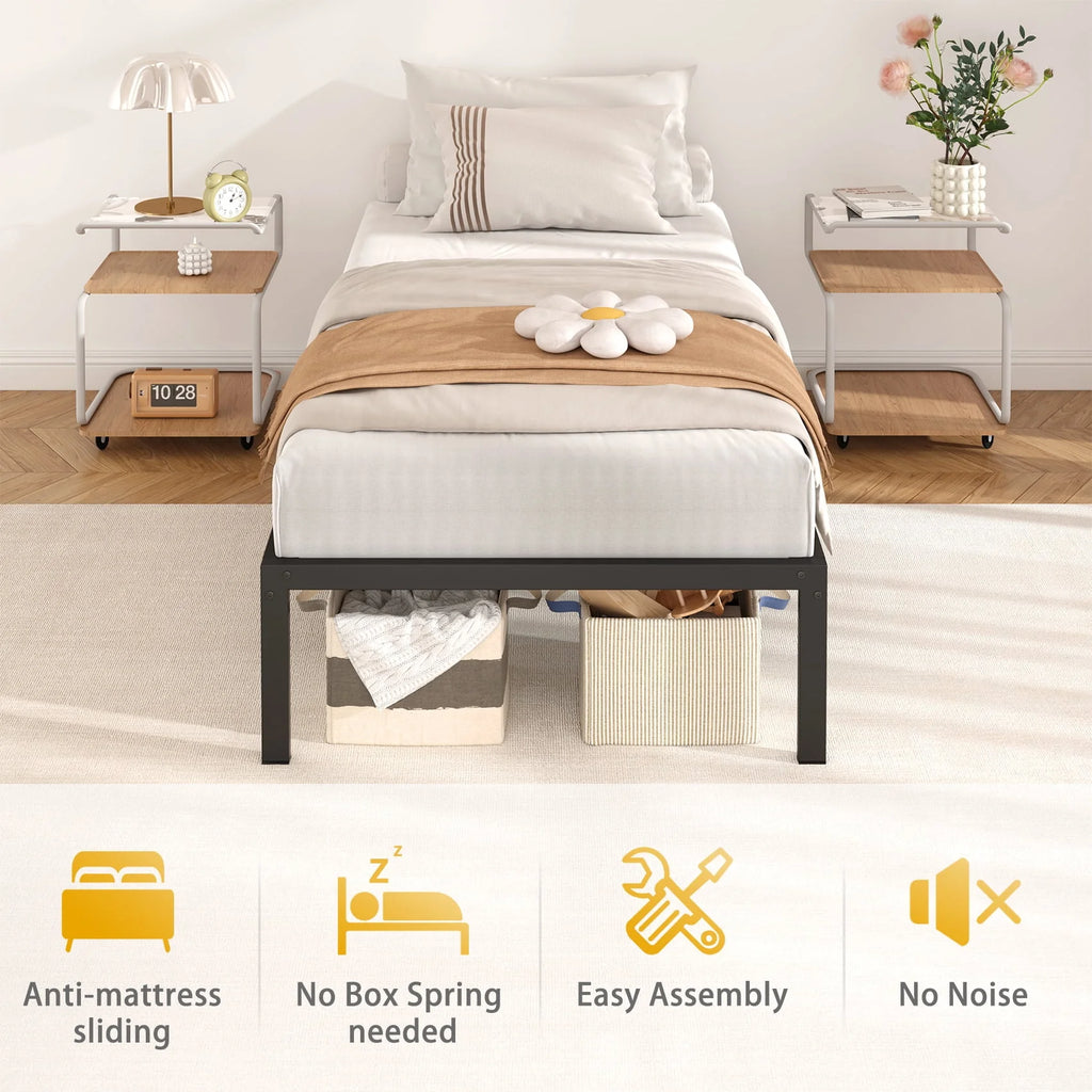 Queen Size Black Metal Platform Bed Frame N953