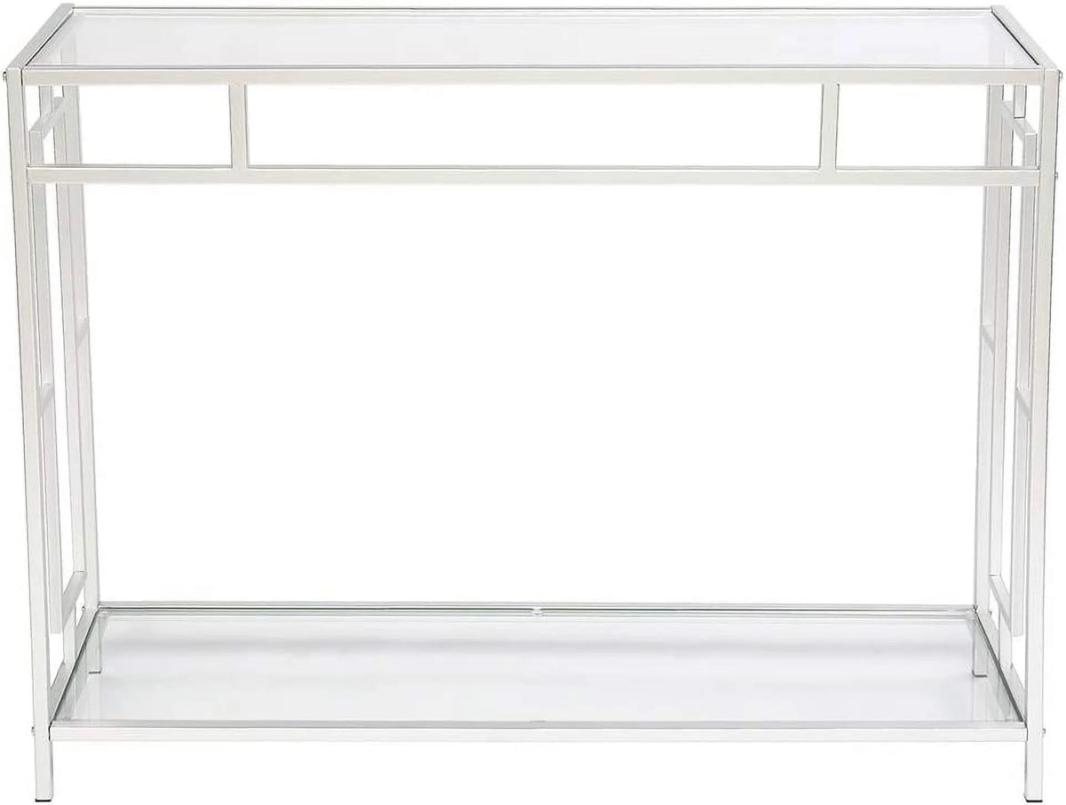 2-Tier Glass Console Table with Tempered Glass Top and Metal Frame H1797
