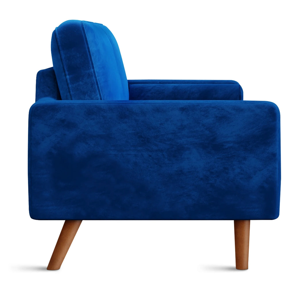 Blue Velvet Rolled Arm Sofa I57592