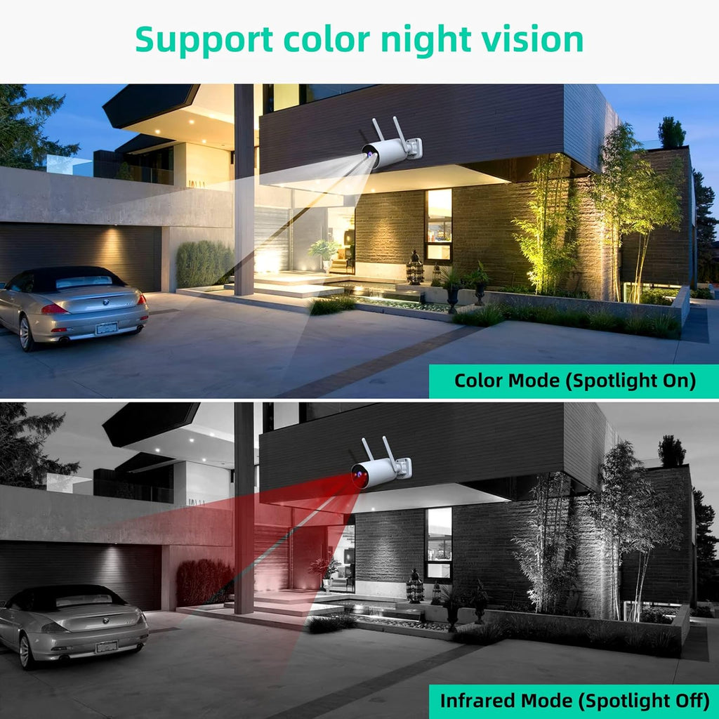 Wireless Security Camera System 3MP with 2 Way Audio, 2 PCS Battery Camera and WiFi Base Station, Color Night Vision H946