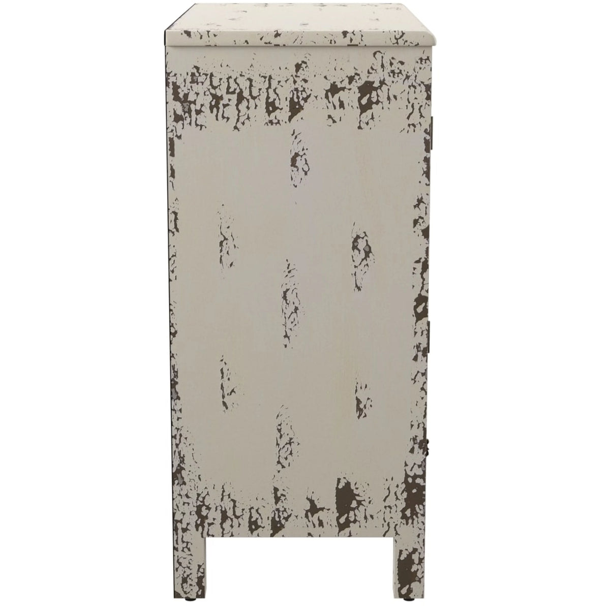 Distressed White 2-Door 2-Drawer Wood and Iron Console Table J212670