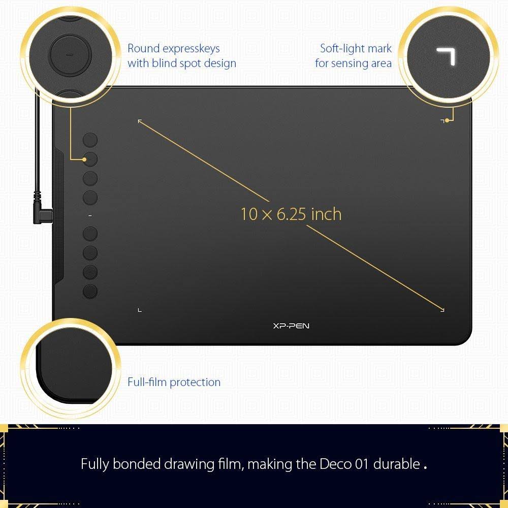 10x6.25 inch Digital Graphics Drawing Tablet with Battery-Free Stylus B429