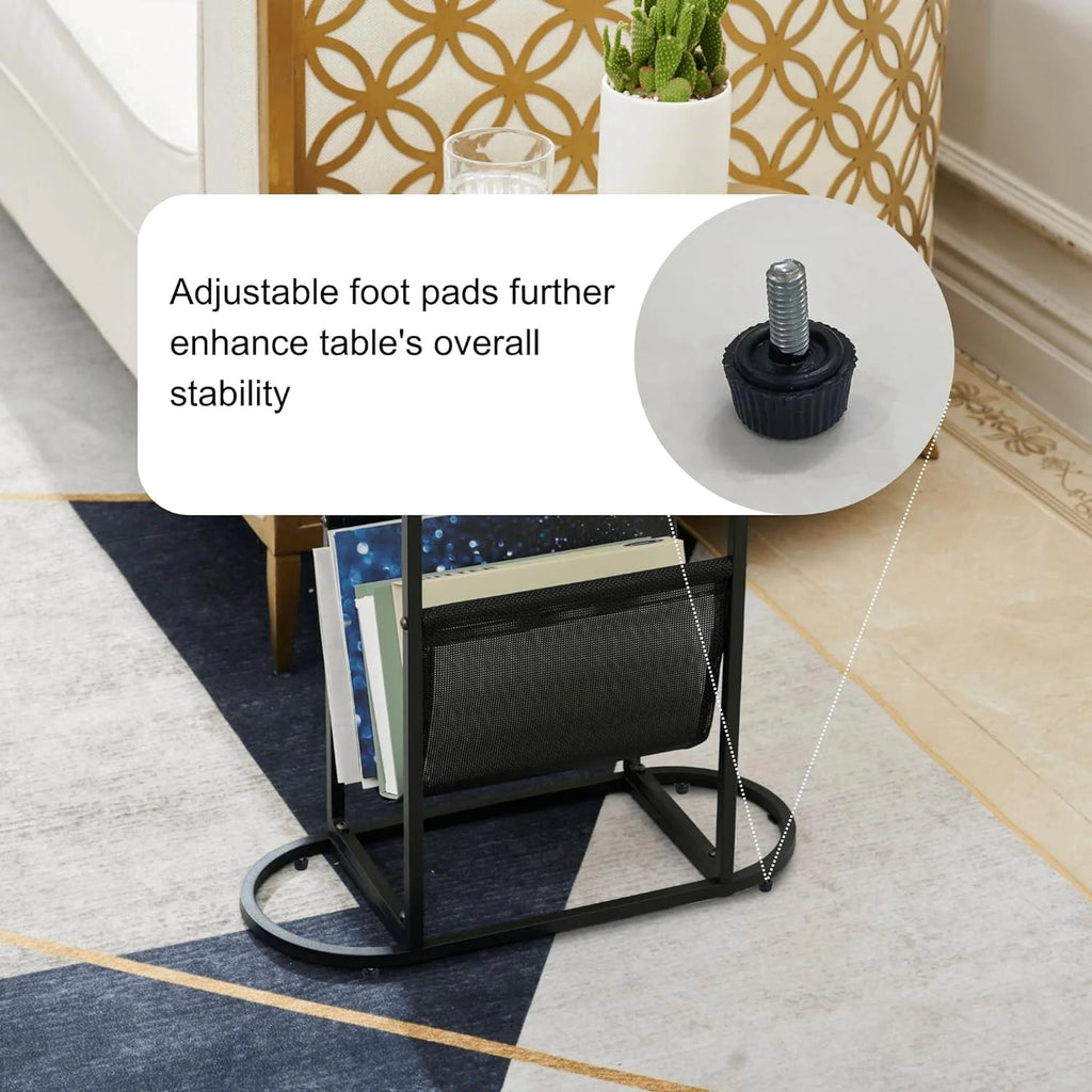 Acacia Wood Oval End Table with Metal Frame Z5323