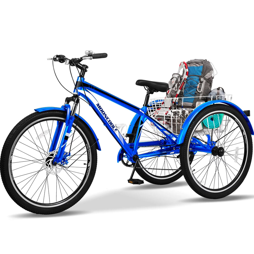 Blue 7 Speed Adult Tricycle with Shopping Basket Y855