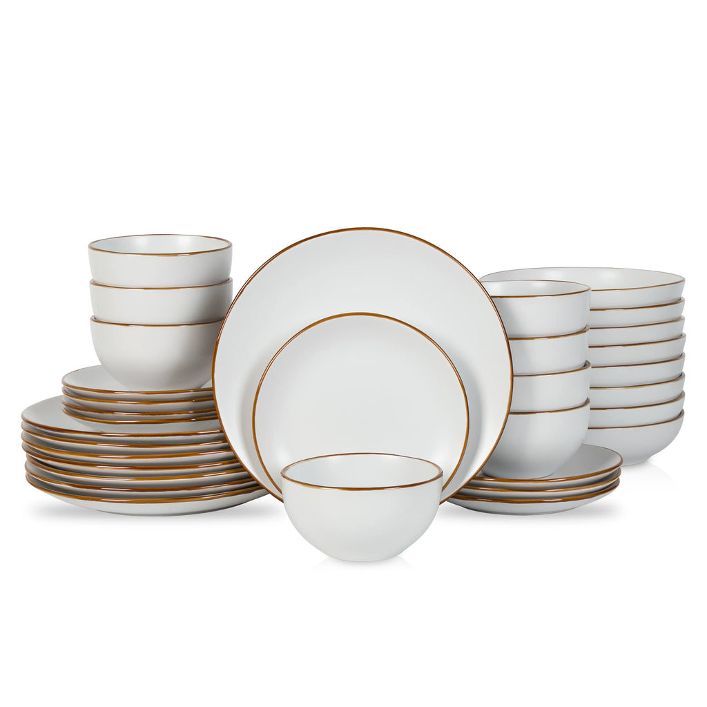 White 32-Piece Stoneware Dinnerware Set V59662