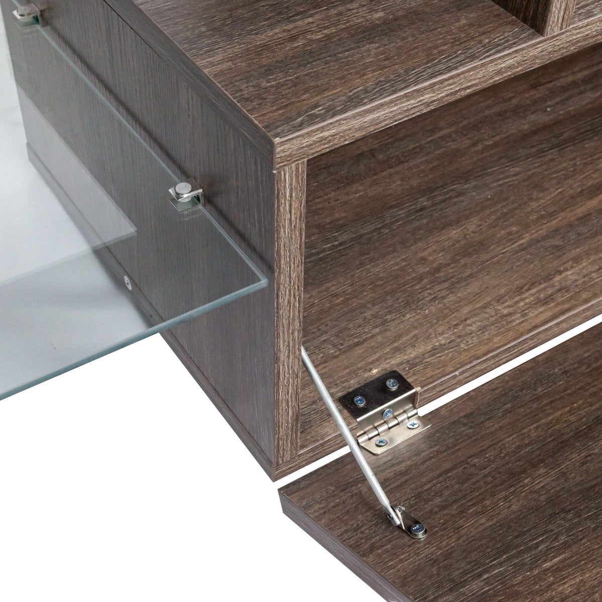 Modern LED TV Stand with 2 Drawers and Glass Shelf E463