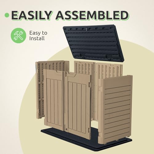 Horizontal Shed with Padlock Latch, 35 Cu Ft Waterproof Light Gray I360