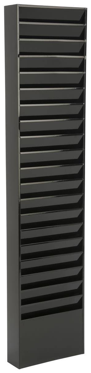 Wall Rack, 20 Pockets, Tiered, Black, Powder Coated Steel B494