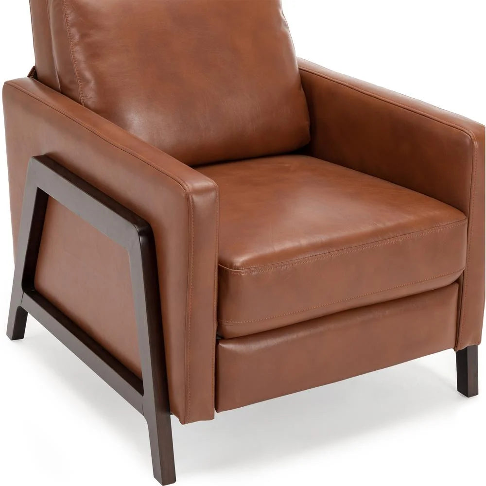 Caramel Faux Leather Push Back Recliner Y5879