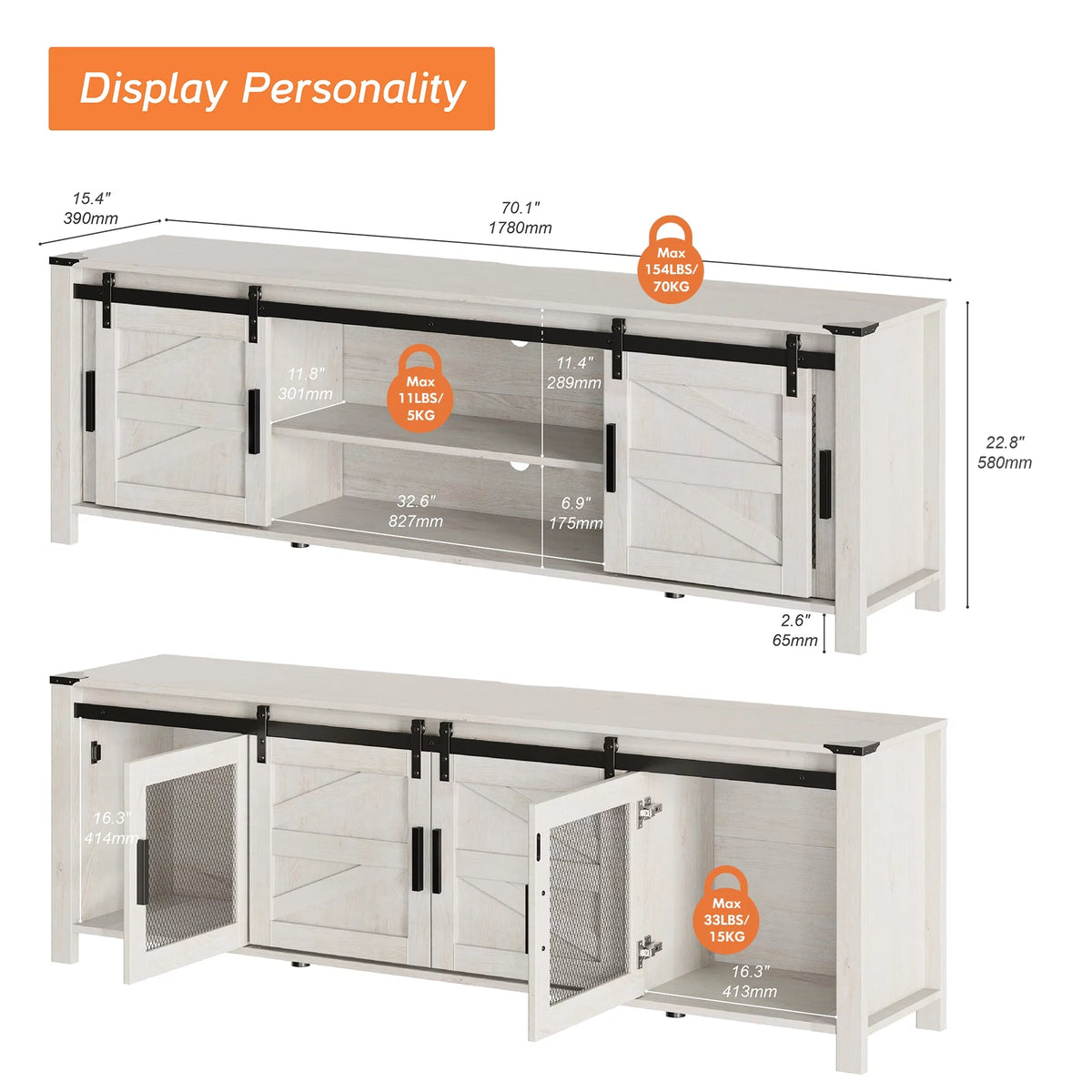 Blue Farmhouse TV Stand for 75 inch TV I53921