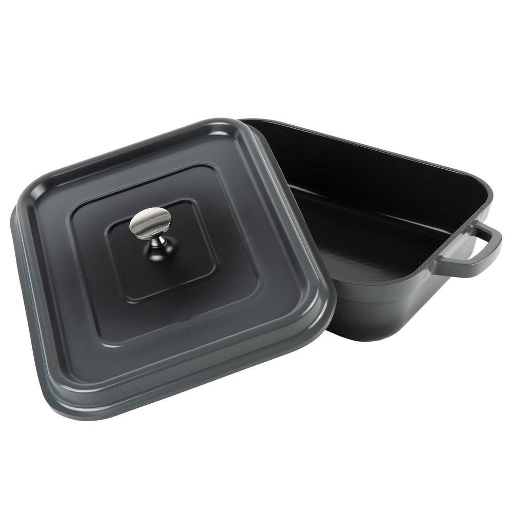 Lightweight Cast Aluminum Roaster Pan with Lid, 5 Quart, Gray H8720