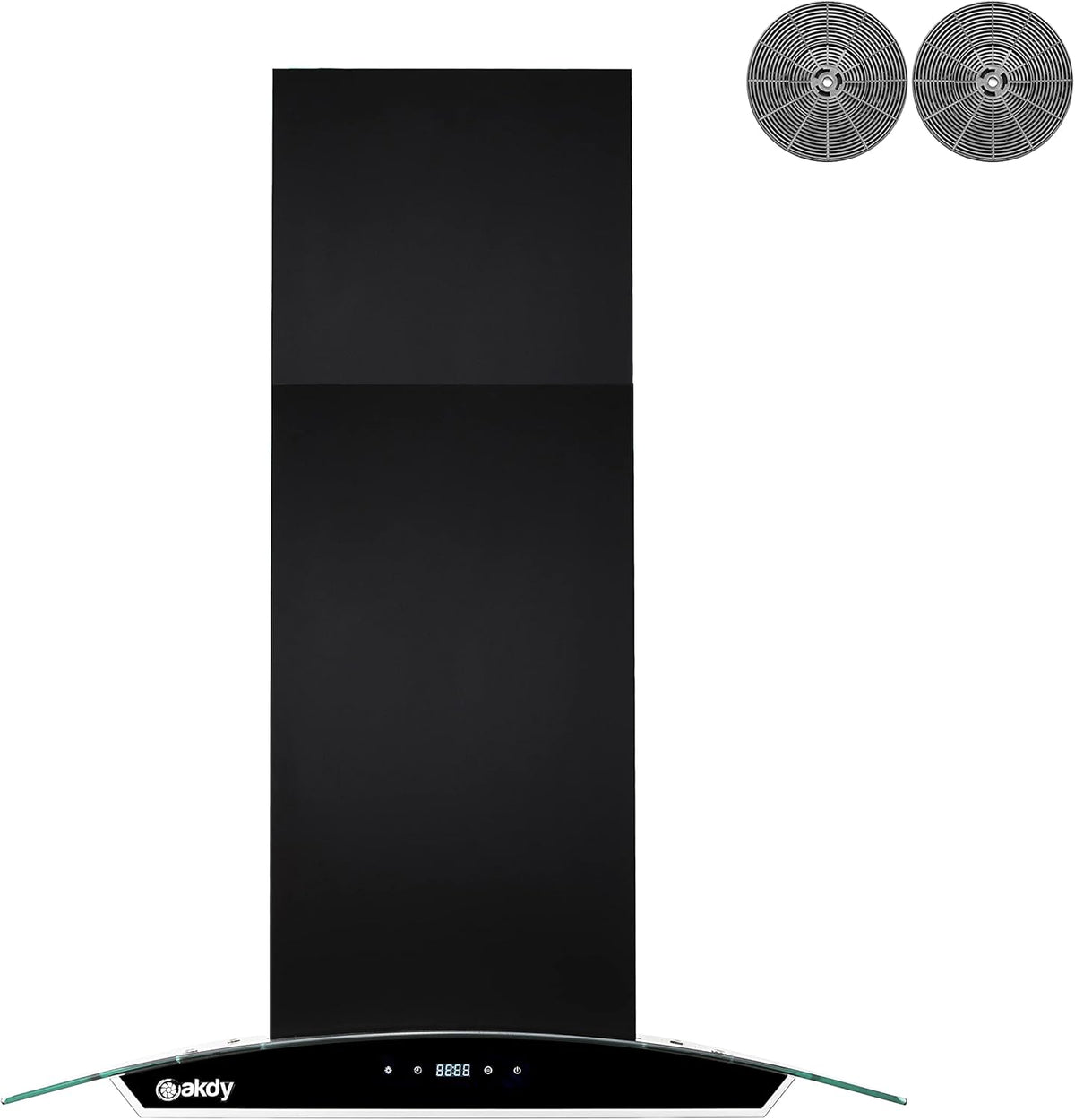 36 in. 343 CFM Convertible Island Mount Range Hood Black Painted Stainless Steel Glass Carbon Filters D891
