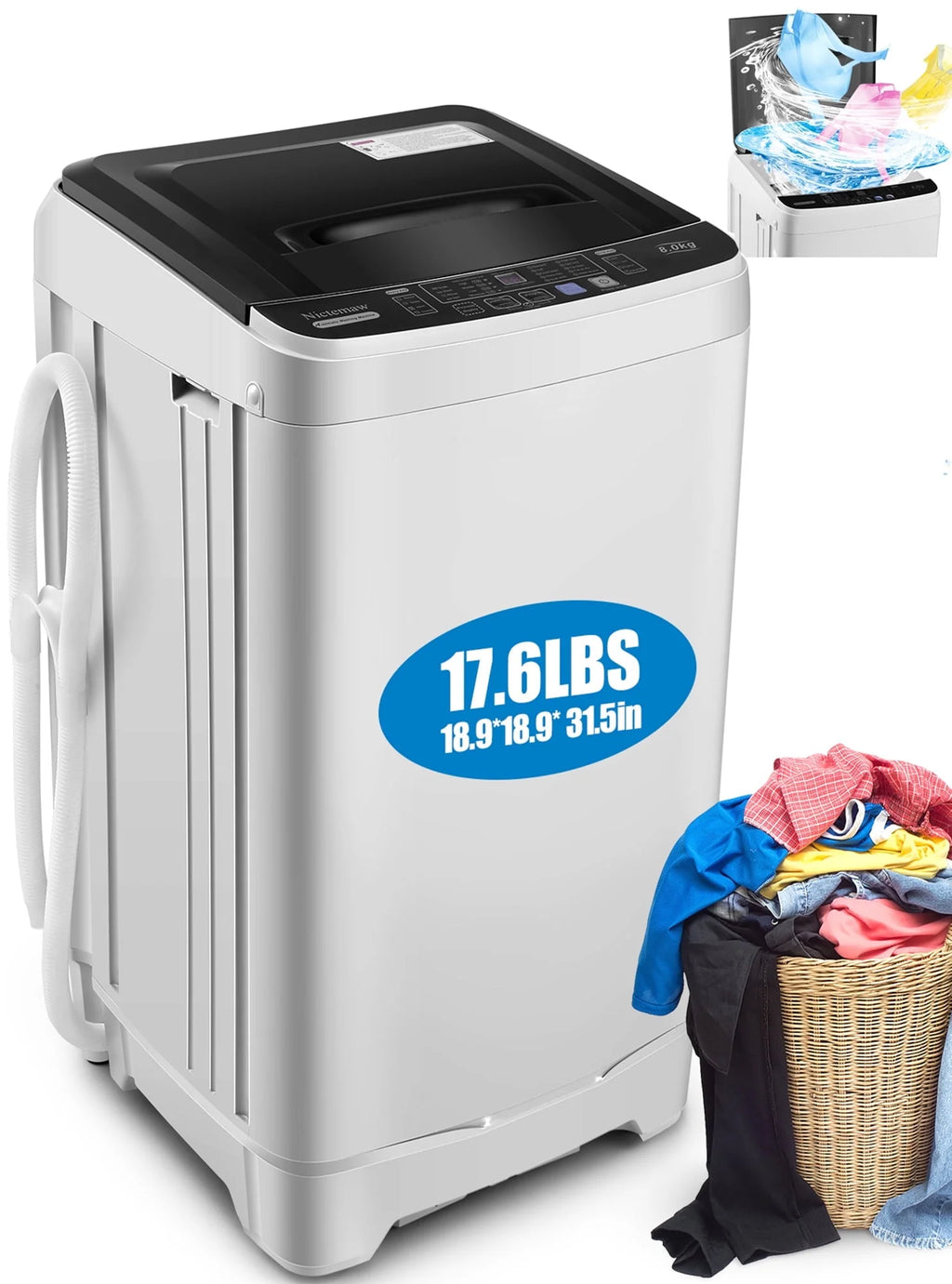 Portable 17.6lbs Fully-Automatic Washing Machine C1711