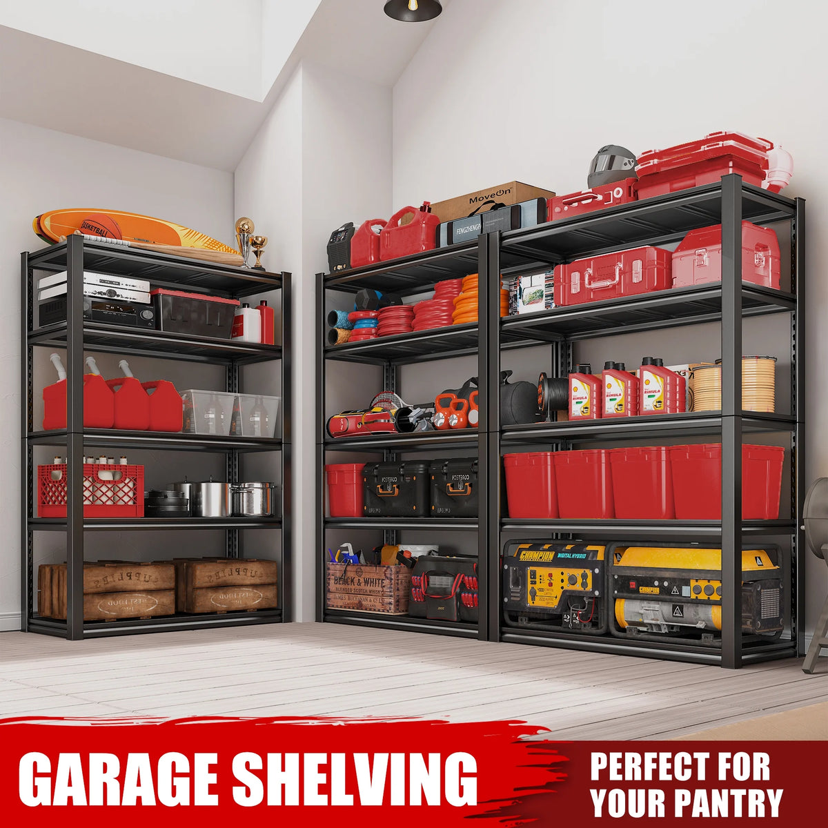 5-Shelf Heavy Duty Adjustable Metal Shelving Unit Black R925