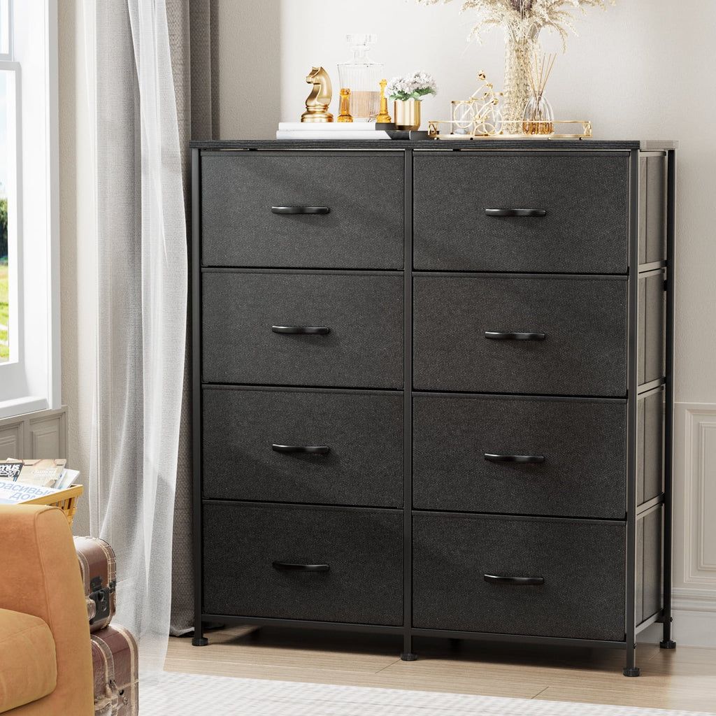 5 Drawer Fabric Dresser with Wood Top V822