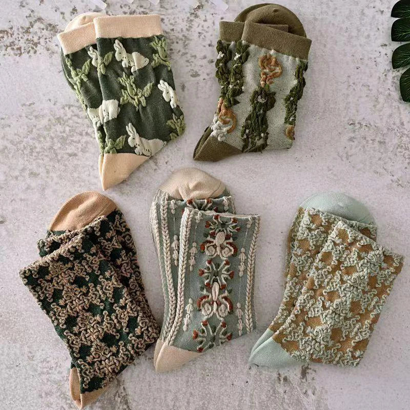 5 Pairs Womens Floral Socks O83917