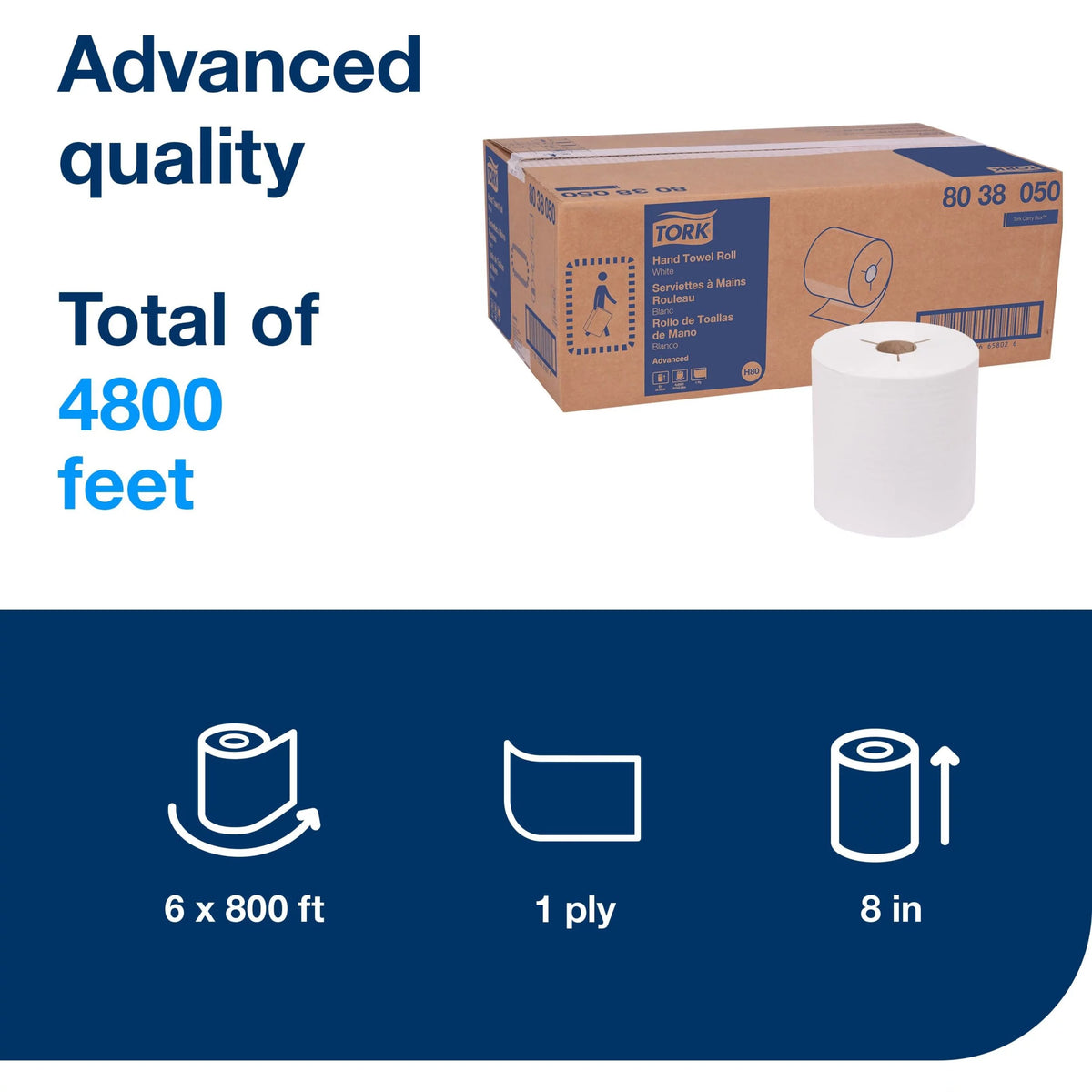 White Hand Towel Roll 6 Rolls X340132