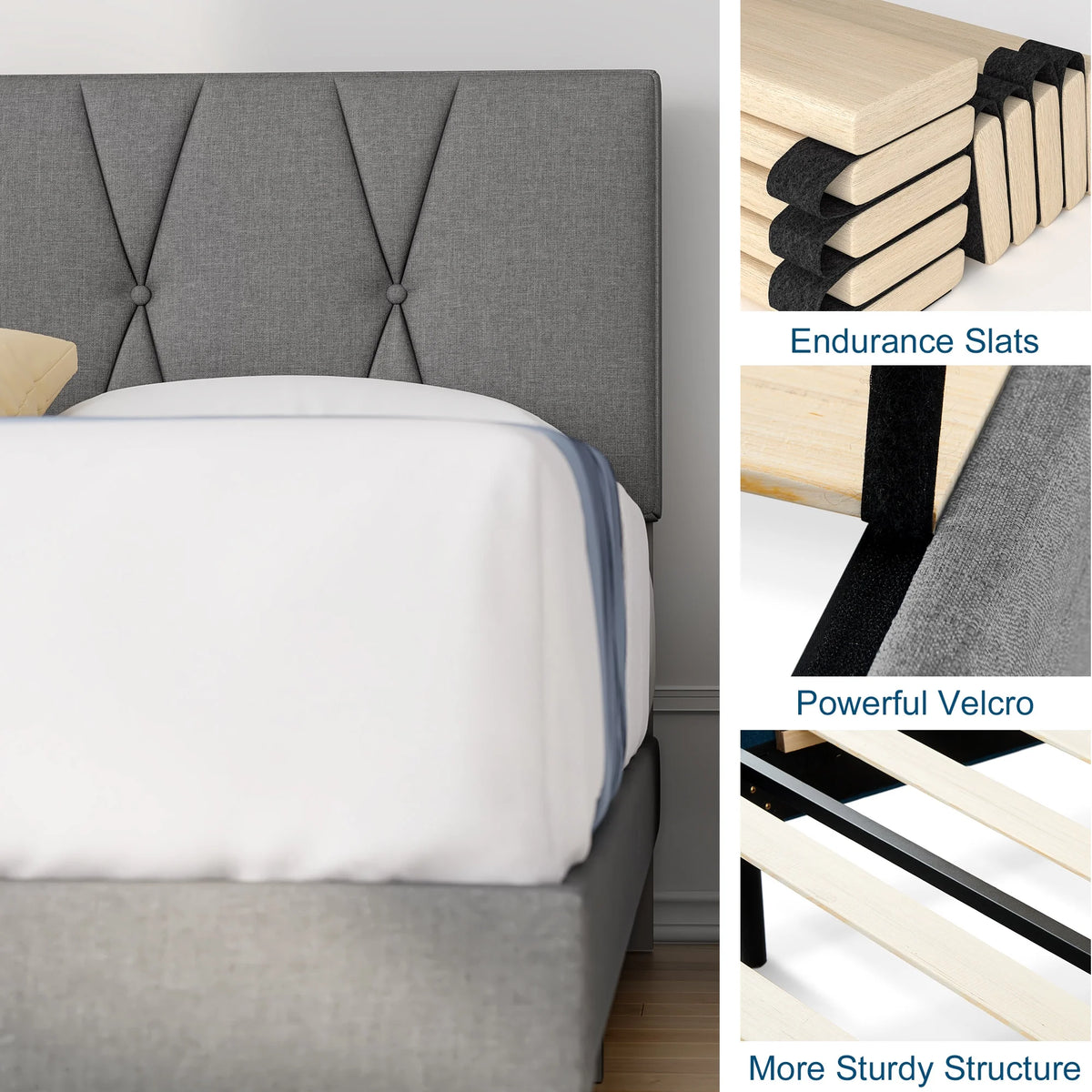 Full Size Platform Bed with Upholstered Headboard J6590
