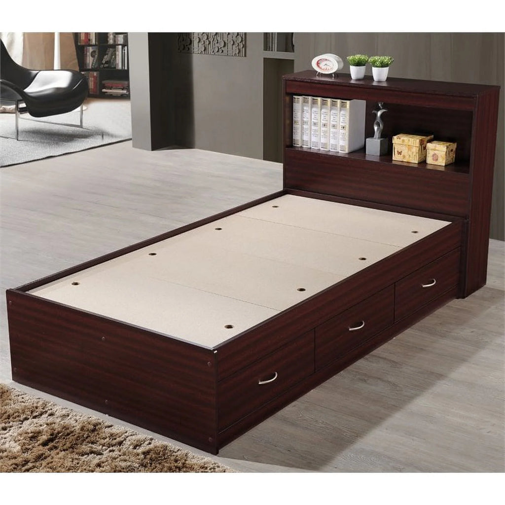 2 Piece Bedroom Set with Captain Bed and Chest in Mahogany Wood P66305