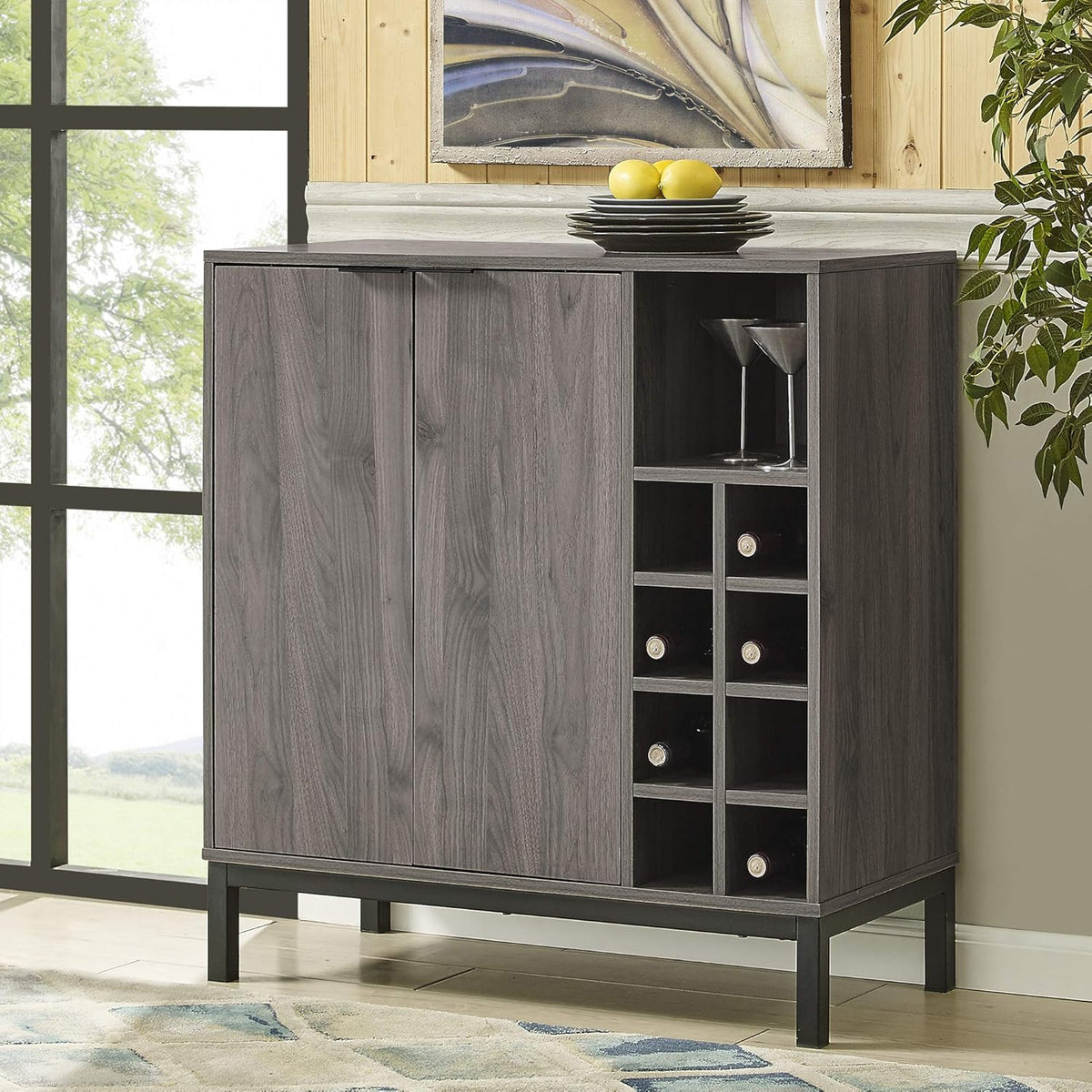 Dark Walnut Wood Storage Cabinet J29153