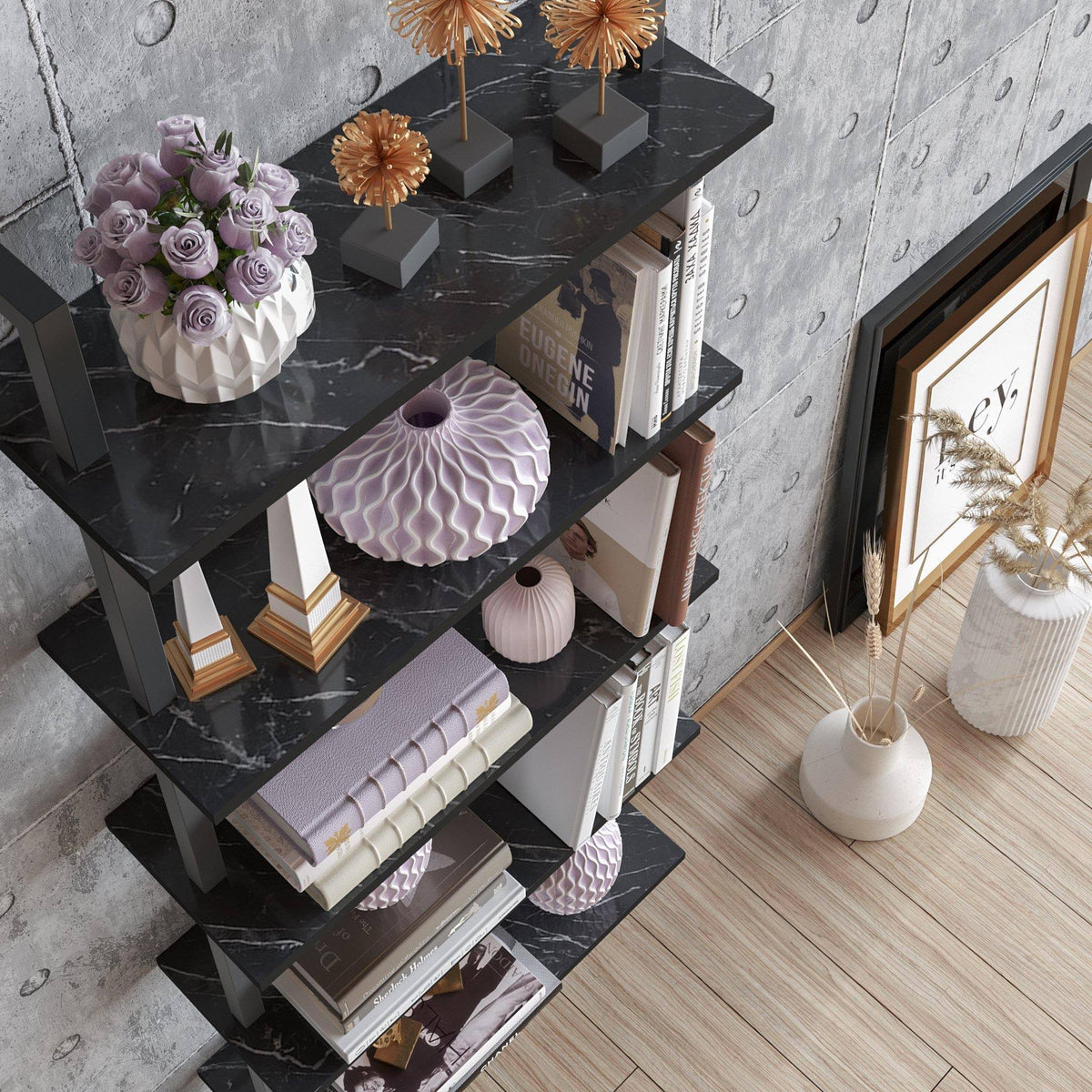 Tall Metal Wood Bookcase E536184