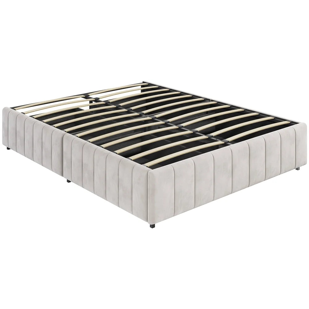 Beige Upholstered Storage Bed with 4 Drawers U333