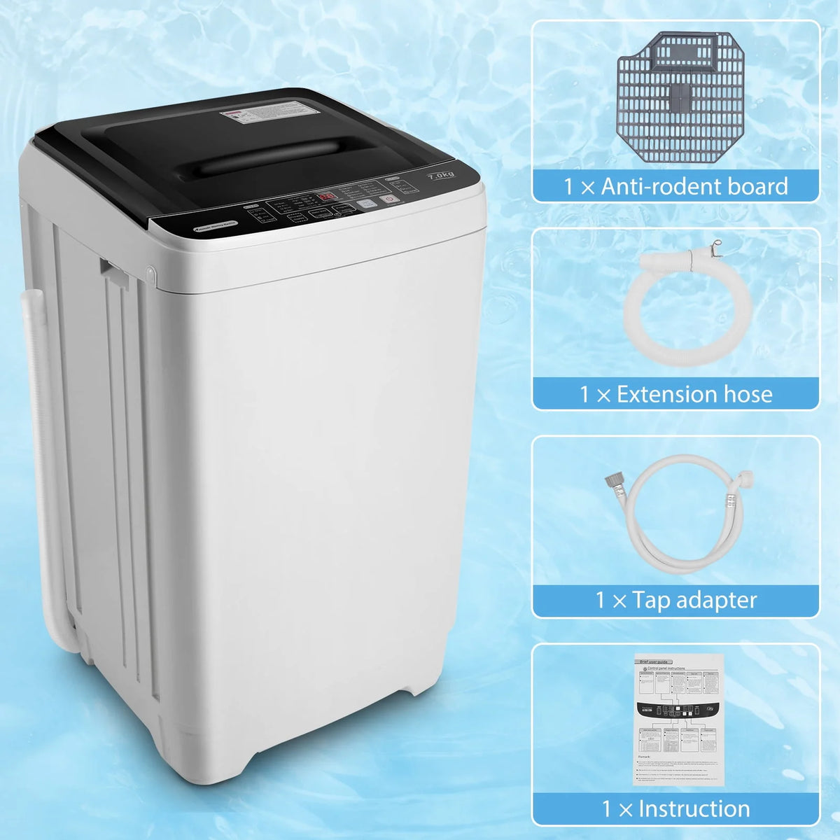 Portable 17.6lbs Fully-Automatic Washing Machine C1711