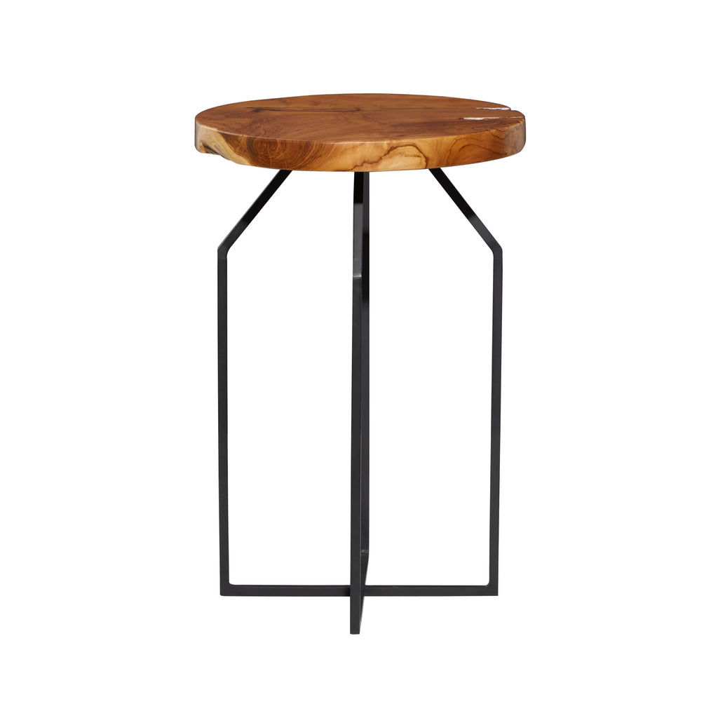 16" x 24" Brown Teak Wood Live Edge Accent Table S5993
