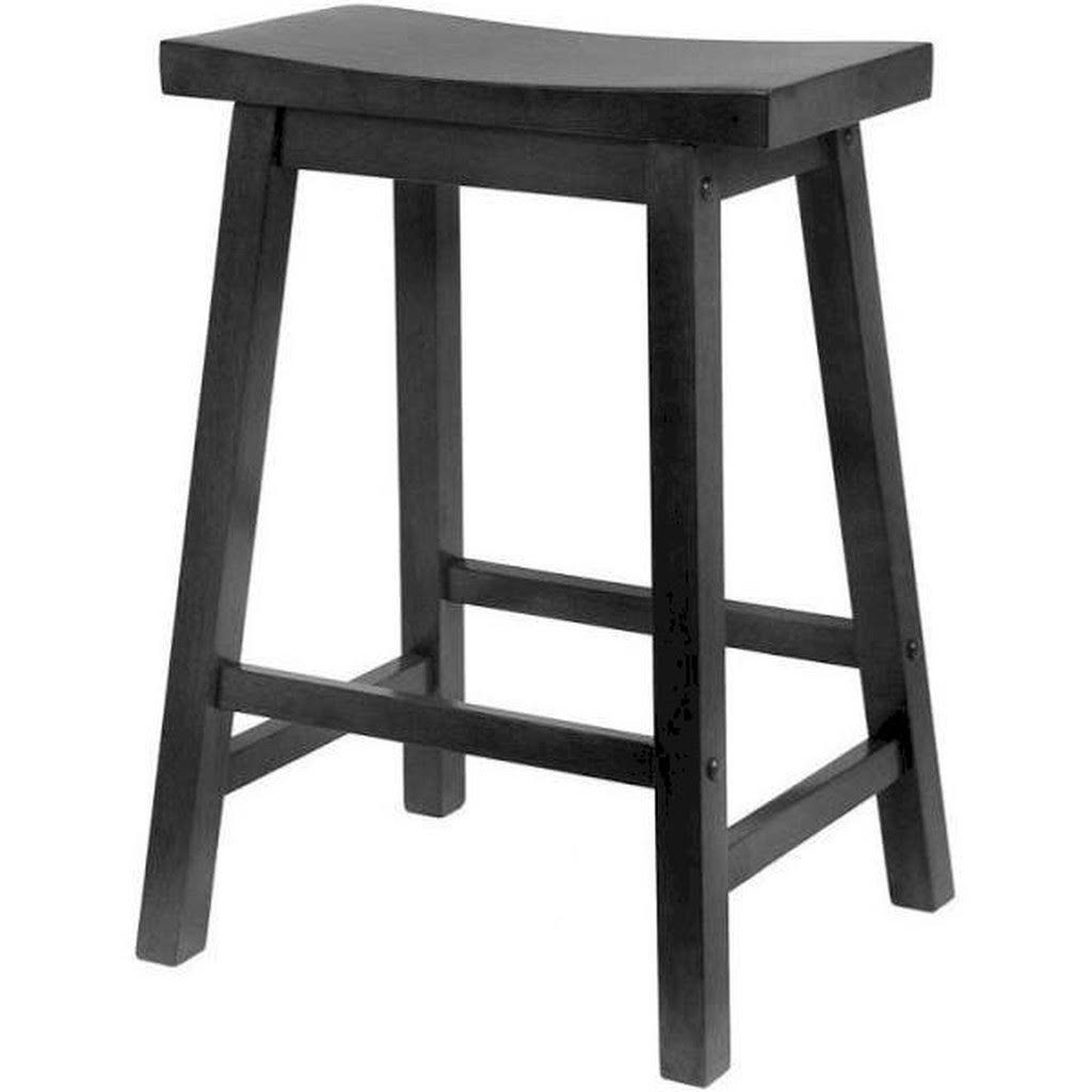 24" Saddle Seat Counter Stool Warm Black Set of 2 M5226