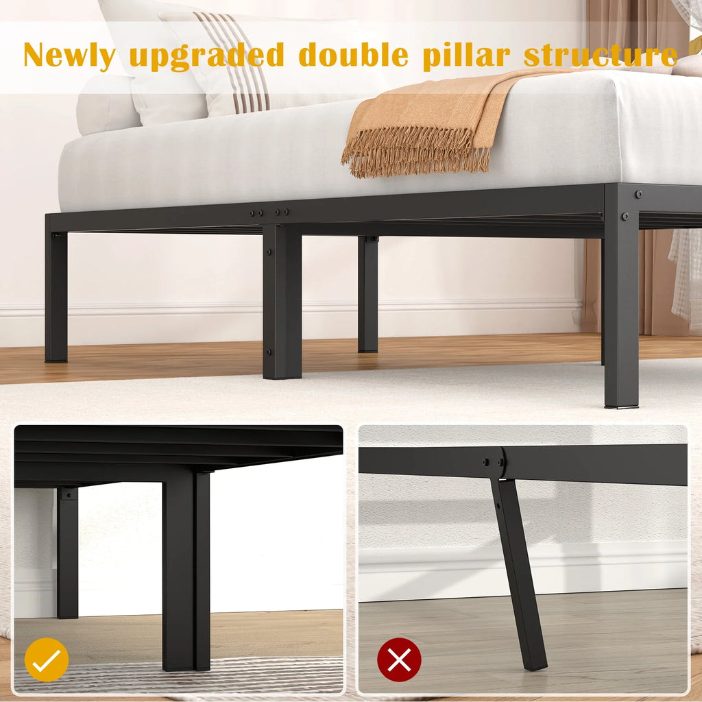 Queen Size Black Metal Platform Bed Frame N953