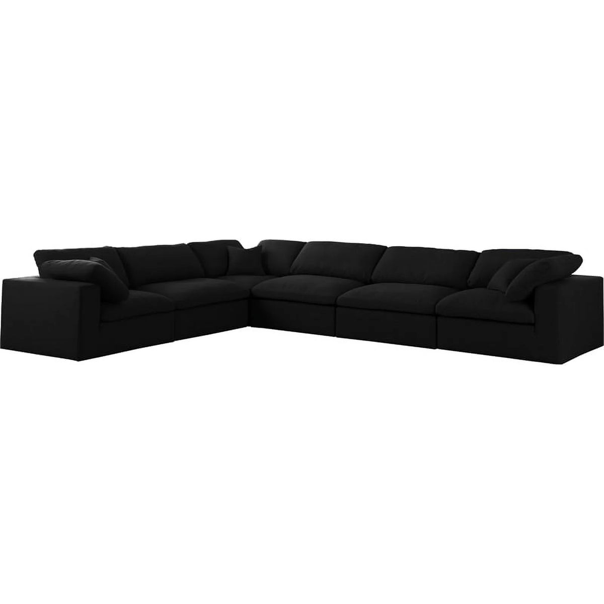 Black Linen Fabric Modular Sectional V706828