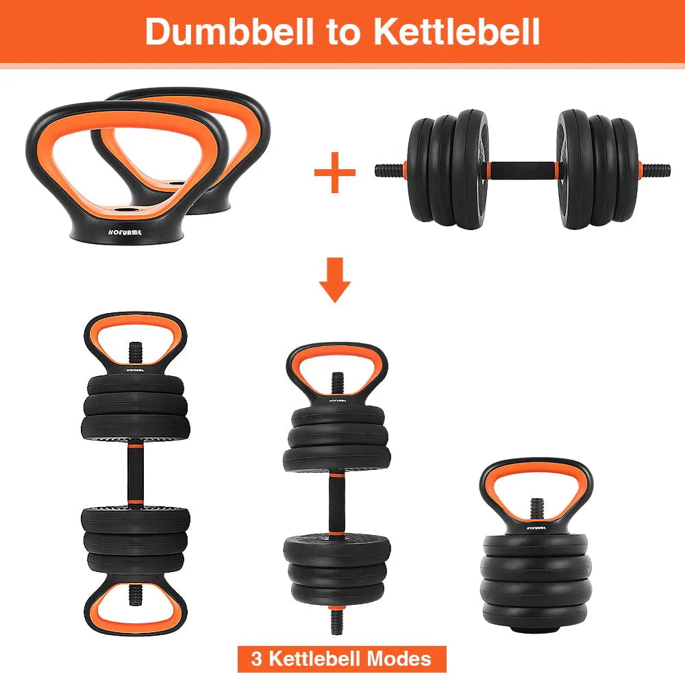 55lb Adjustable Dumbbell, Barbell, and Kettlebell Set H41362