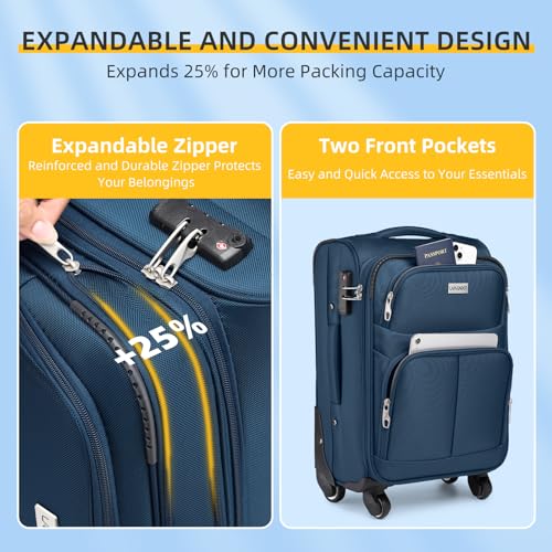 3 Piece Expandable Softside Luggage Set with TSA Lock Spinner Wheels M31012