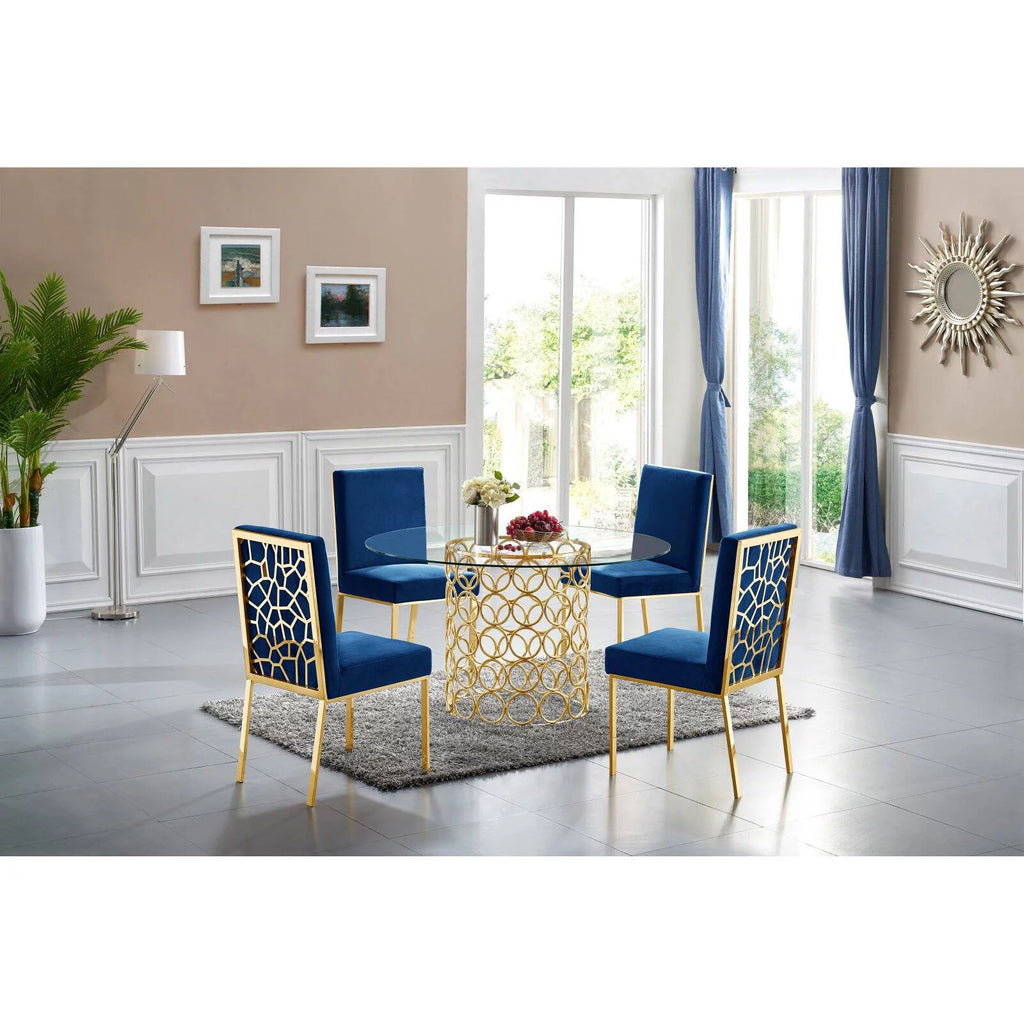 Contemporary Glass Dining Table in Chrome Y656