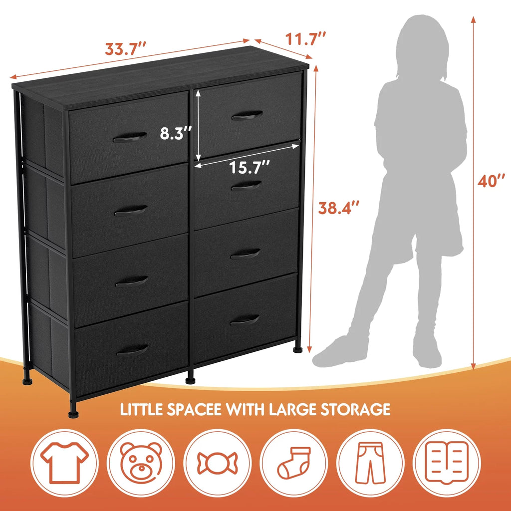 5 Drawer Fabric Dresser with Wood Top V822