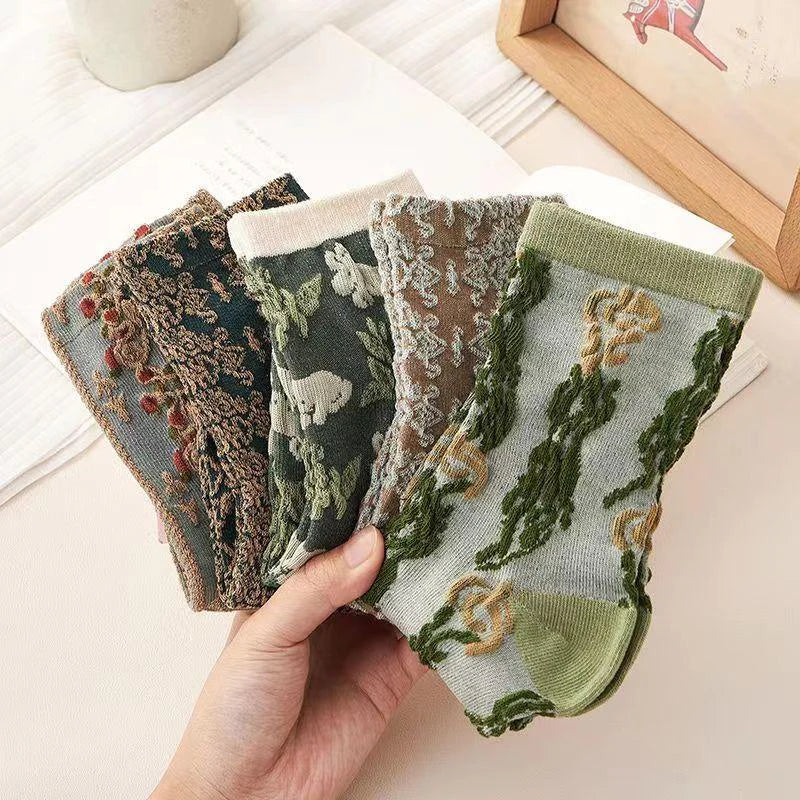 5 Pairs Womens Floral Socks O83917