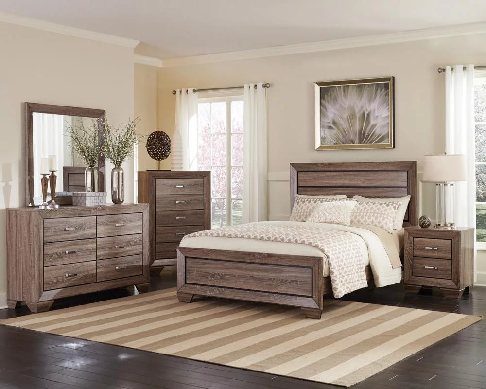 Queen Panel Bed Washed Taupe I704