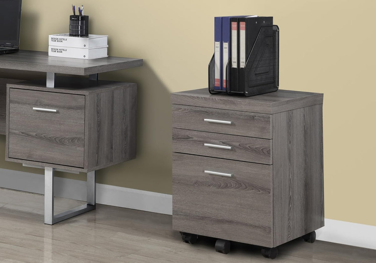 3 Drawer Dark Taupe File Cabinet K8479