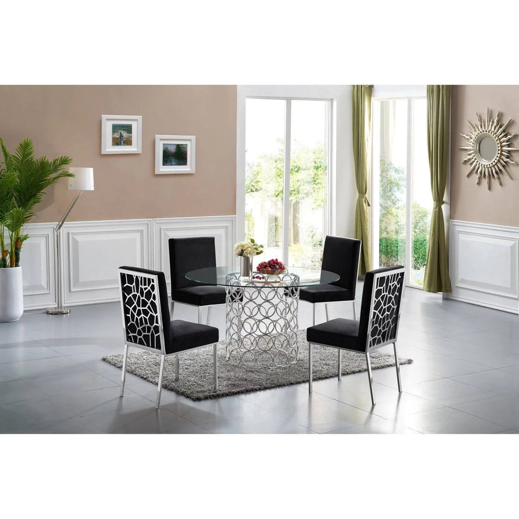 Contemporary Glass Dining Table in Chrome Y656