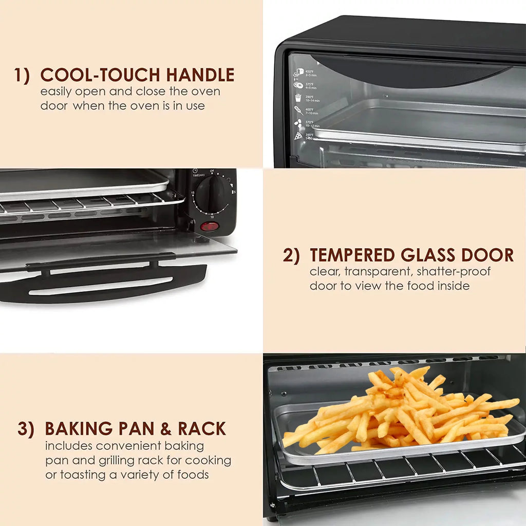2 Slice Countertop Toaster Oven with 15 Minute Timer & Pan S841