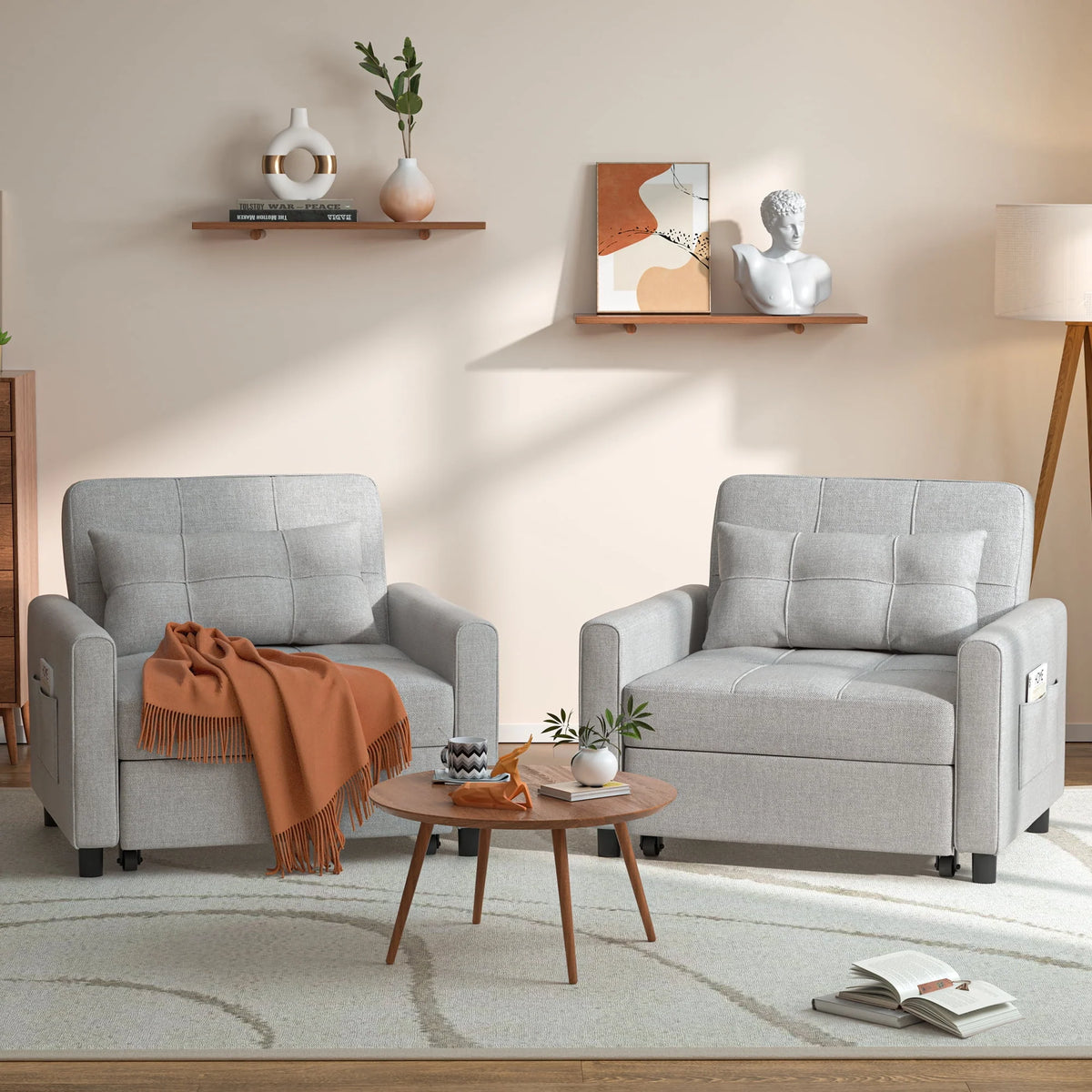 Light Gray Convertible Sofa Bed D171775