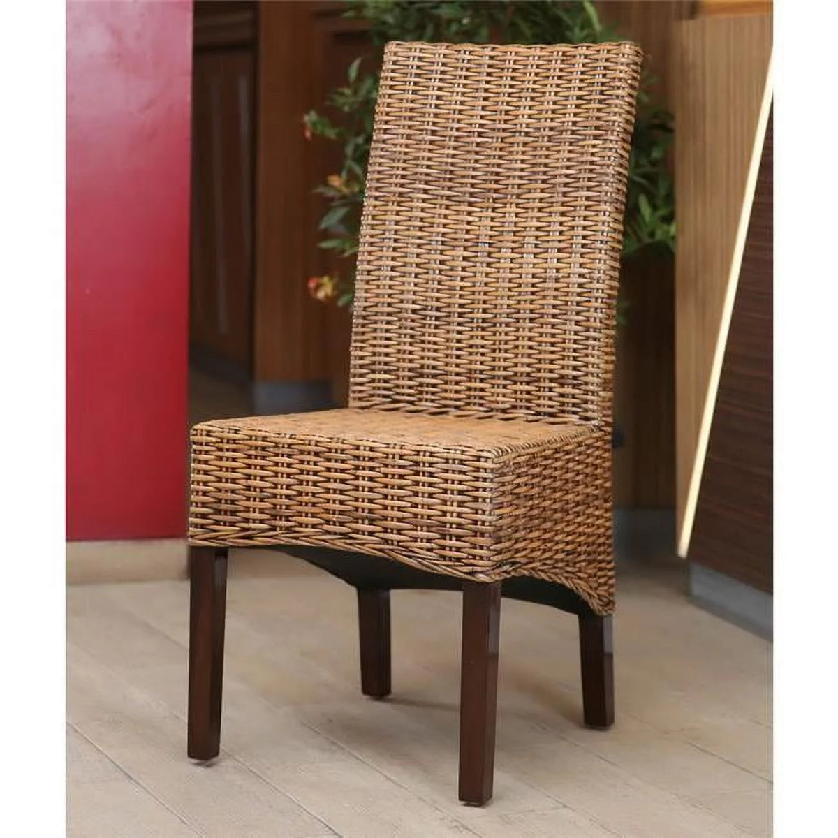 Woven Rattan Mahogany Dining Chair K7731