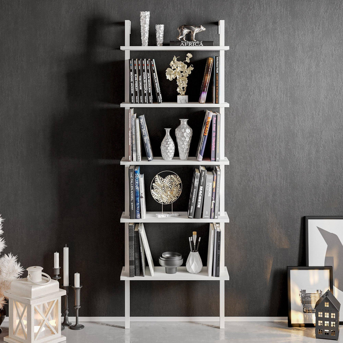 Tall Metal Wood Bookcase E536184