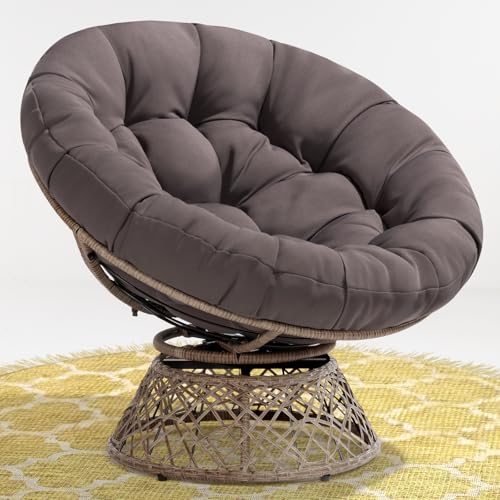 40" Ergonomic Wicker Papasan Chair with Swivel X90488
