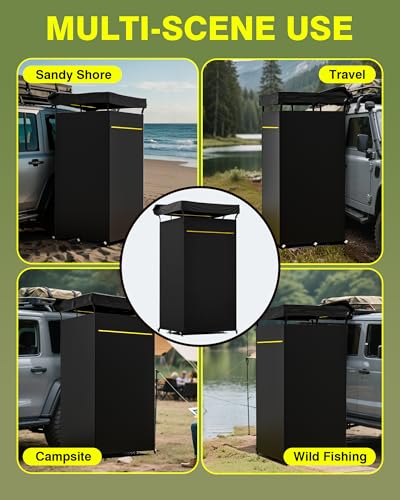 Shower Tent with Roof Rack, Foldable Floor Mat, LED Light Strip, 3.3ft*3.3ft*5.5ft J598