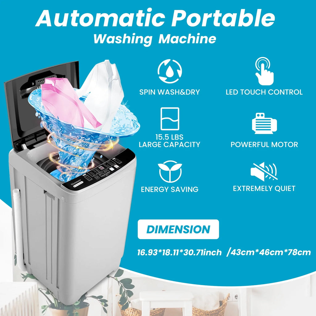 Portable 17.6lbs Fully-Automatic Washing Machine C1711