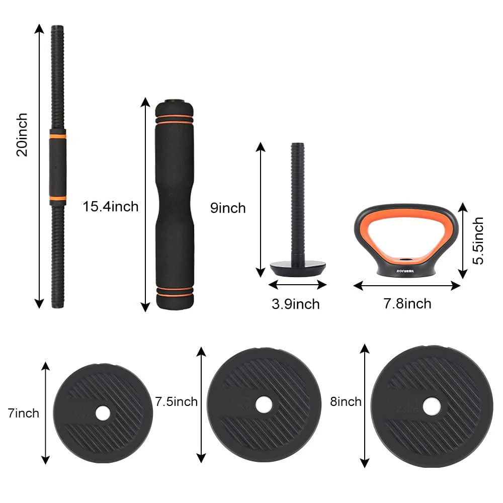 55lb Adjustable Dumbbell, Barbell, and Kettlebell Set H41362
