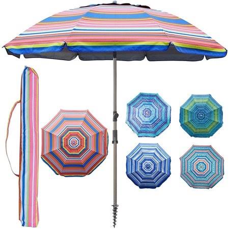 7.2' Portable Beach Umbrella with Metal Sand Anchor C37070